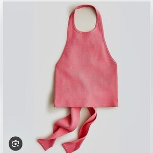 J. Crew summer top women’s tie back halter sweater tank ribbed candy pink L